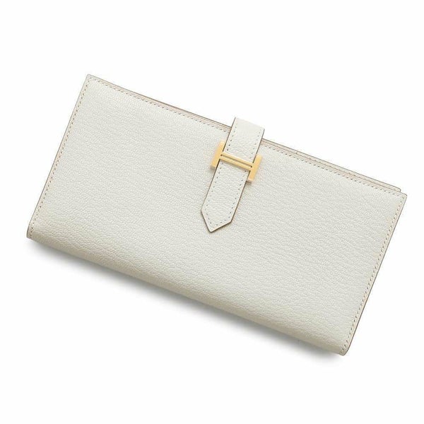 エルメス 長財布 ベアンスフレ マッシュルーム/ゴールド金具 シェブルミゾル B刻印 財布 シェーブル