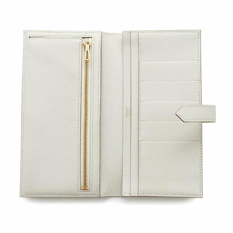 エルメス 長財布 ベアンスフレ マッシュルーム/ゴールド金具 シェブルミゾル B刻印 財布 シェーブル