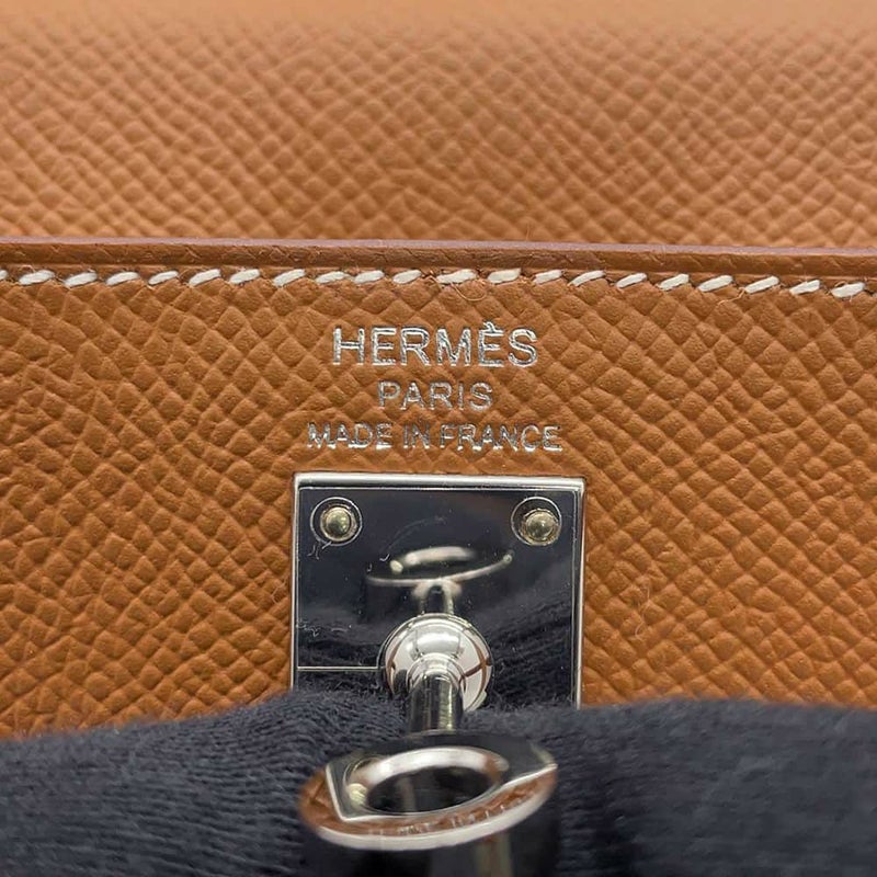 エルメス ハンドバッグ ケリー25 外縫い ゴールド/シルバー金具 エプソン B刻印 2wayショルダー
