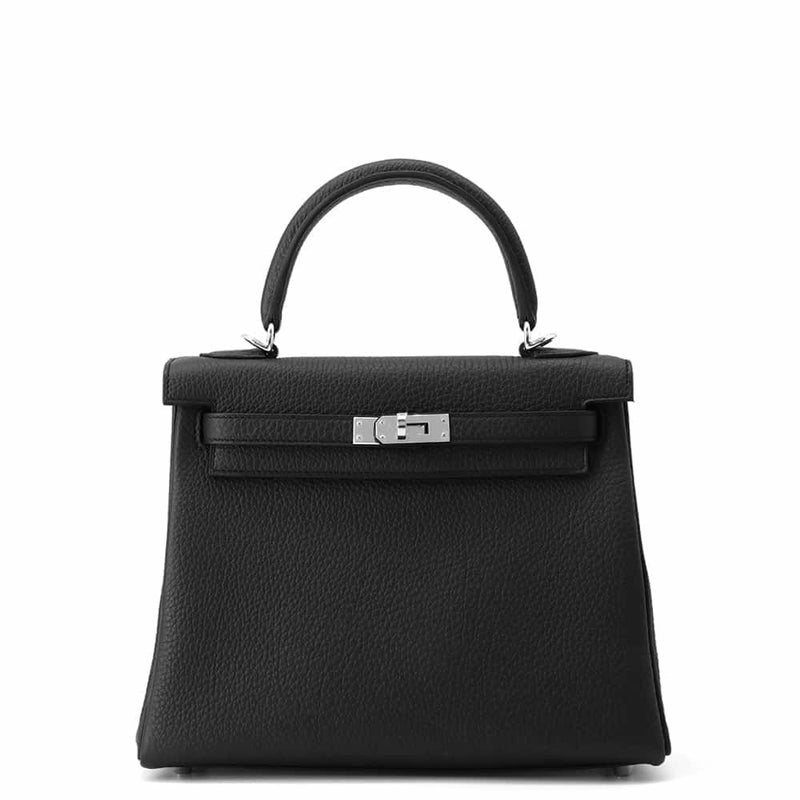 エルメス ハンドバッグ ケリー25 内縫い ブラック/シルバー金具 トゴ W刻印 2wayショルダー 黒