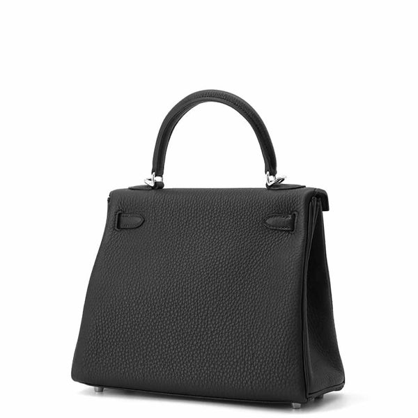 エルメス ハンドバッグ ケリー25 内縫い ブラック/シルバー金具 トゴ W刻印 2wayショルダー 黒
