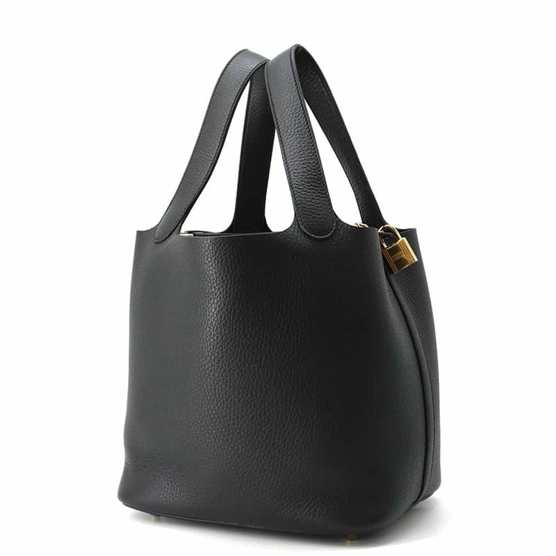 エルメス ハンドバッグ ピコタンロックMM ブラック/ゴールド金具 トリヨンクレマンス W刻印 黒