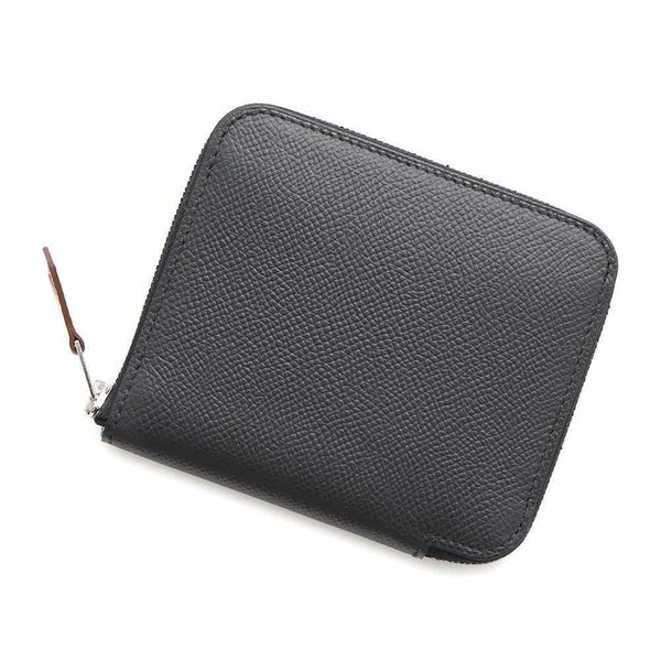 エルメス コインケース アザップコンパクト シルクイン ブラック/シルバー金具 エプソン W刻印 黒