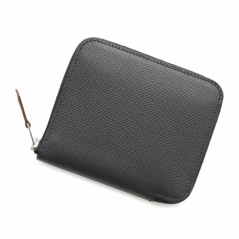 エルメス コインケース アザップコンパクト シルクイン ブラック/シルバー金具 エプソン W刻印 黒