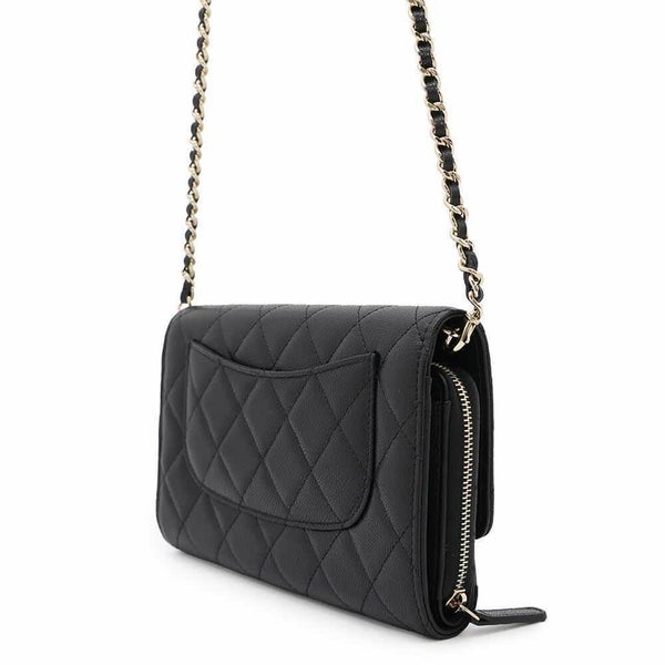 シャネル チェーンウォレット ココマーク マトラッセ フォンケース キャビアスキン AP3876 CHANEL 黒