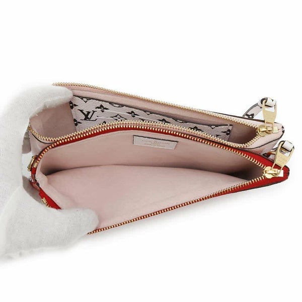 ルイヴィトン チェーンショルダーバッグ モノグラム・ジャイアント ポシェット・ドゥーブル ジップ ルージュ M67561 2wayクラッチ