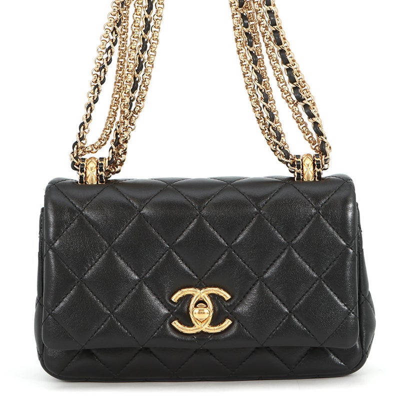 シャネル チェーンショルダーバッグ マトラッセ ココマーク ミニ AS4972 CHANEL 黒