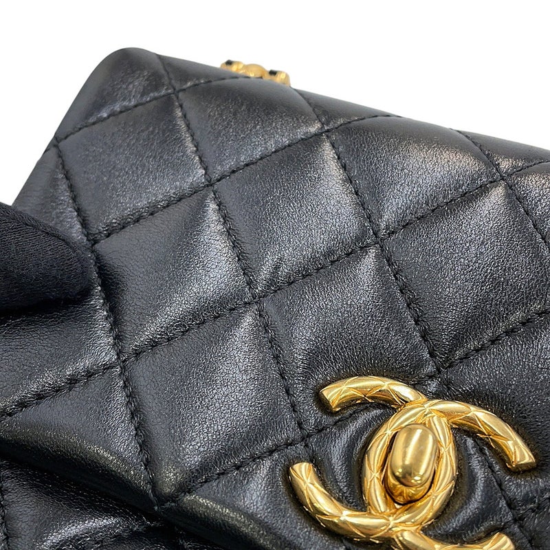 シャネル チェーンショルダーバッグ マトラッセ ココマーク ミニ AS4972 CHANEL 黒