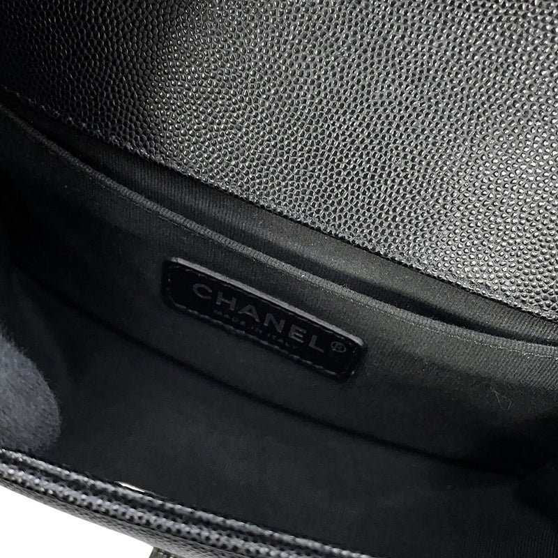 シャネル チェーンショルダーバッグ マトラッセ ココマーク ボーイシャネル スモール キャビアスキン A67085 CHANEL 黒