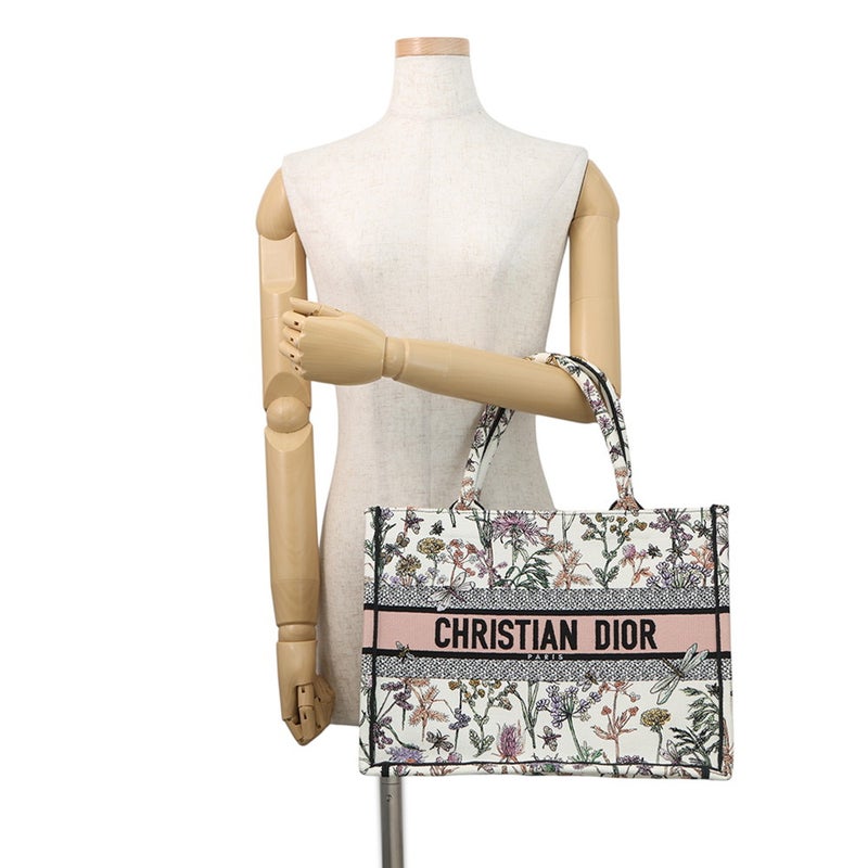クリスチャン・ディオール トートバッグ ブックトート ハーバリウム エンブロイダリー ミディアム Christian Dior 白