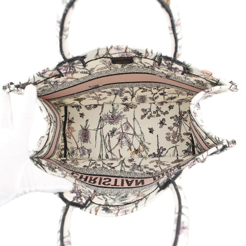 クリスチャン・ディオール トートバッグ ブックトート ハーバリウム エンブロイダリー ミディアム Christian Dior 白