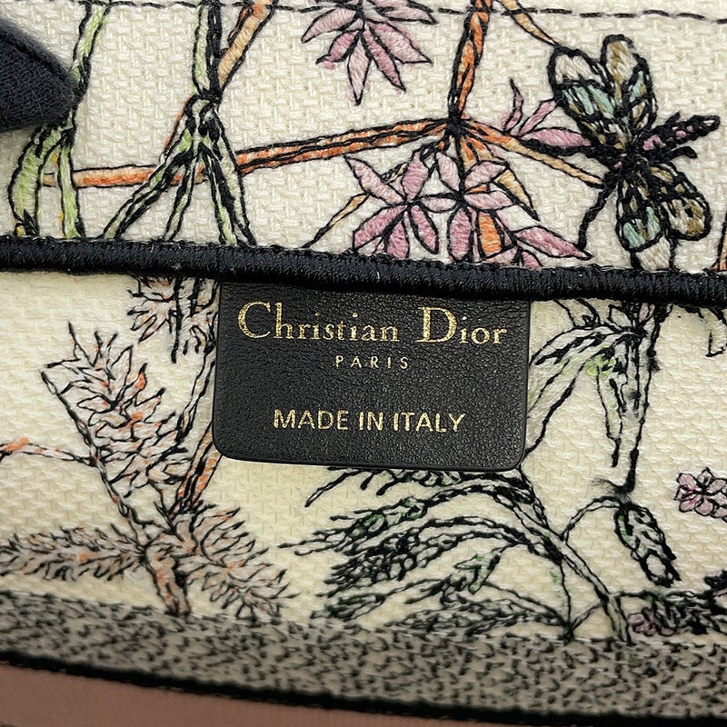 クリスチャン・ディオール トートバッグ ブックトート ハーバリウム エンブロイダリー ミディアム Christian Dior 白