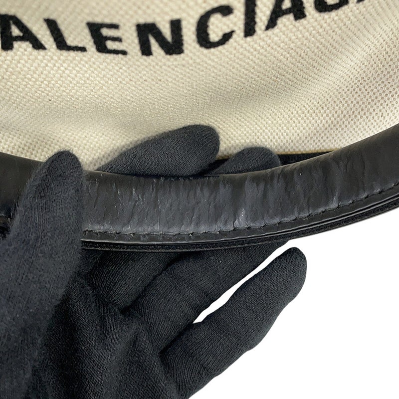 バレンシアガ ハンドバッグ ネイビーカバ XS キャンバス 390346 ポーチ付 BALENCIAGA 2way 白 黒