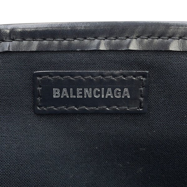 バレンシアガ ハンドバッグ ネイビーカバ XS キャンバス 390346 ポーチ付 BALENCIAGA 2way 白 黒