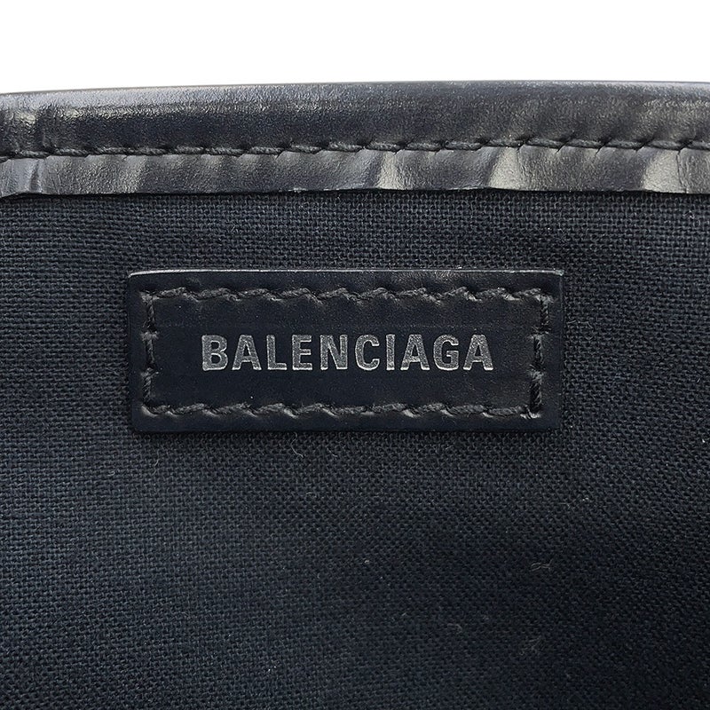 バレンシアガ ハンドバッグ ネイビーカバ XS キャンバス 390346 ポーチ付 BALENCIAGA 2way 白 黒