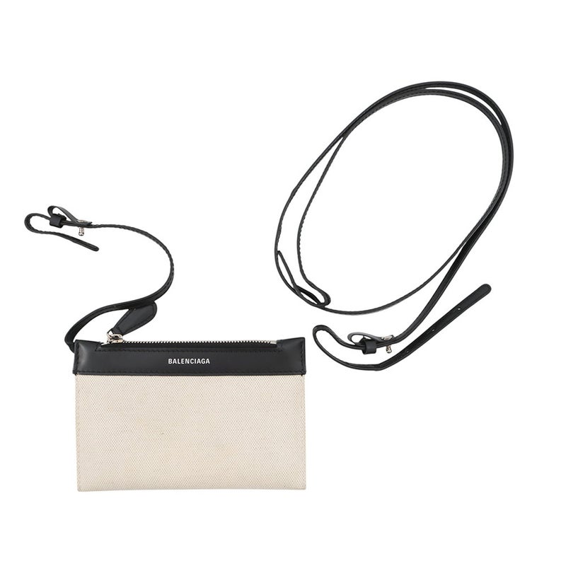 バレンシアガ ハンドバッグ ネイビーカバ XS キャンバス 390346 ポーチ付 BALENCIAGA 2way 白 黒