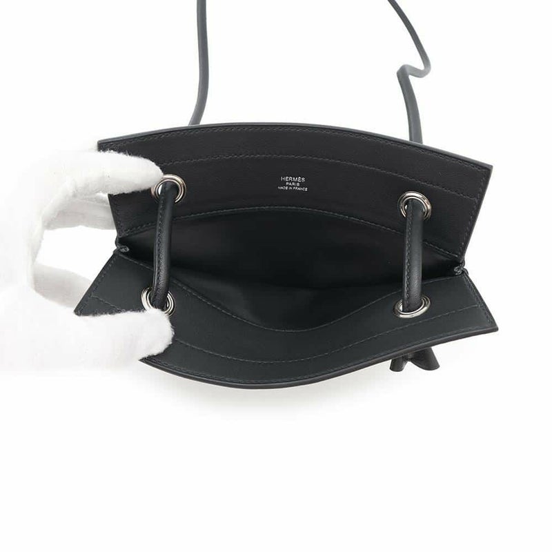 エルメス ショルダーバッグ サック アリーヌ ミニ ブラック/シルバー金具 スイフト C刻印 HERMES 黒