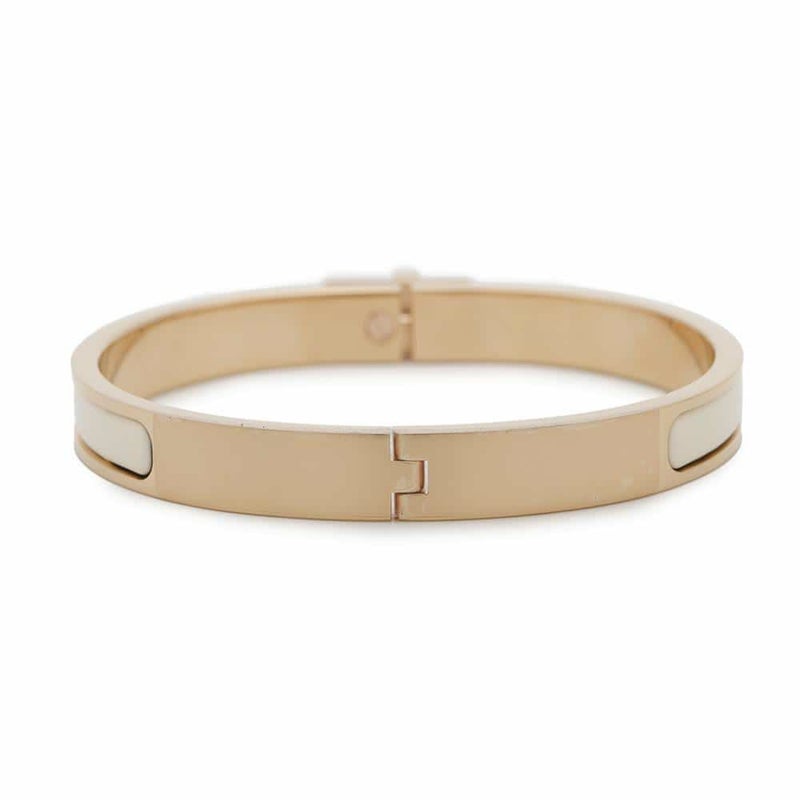 エルメス ブレスレット ミニクリック ケリー GM エナメル クレーム/ピンクゴールド金具 HERMES