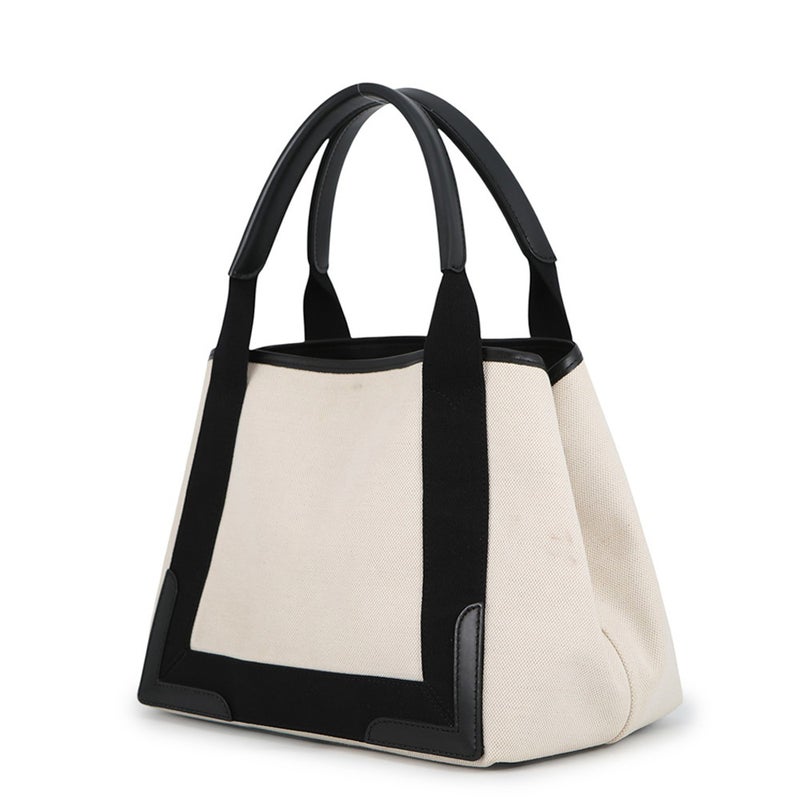 バレンシアガ トートバッグ ネイビーカバス S ポーチ付 キャンバス 339933 BALENCIAGA 白 黒