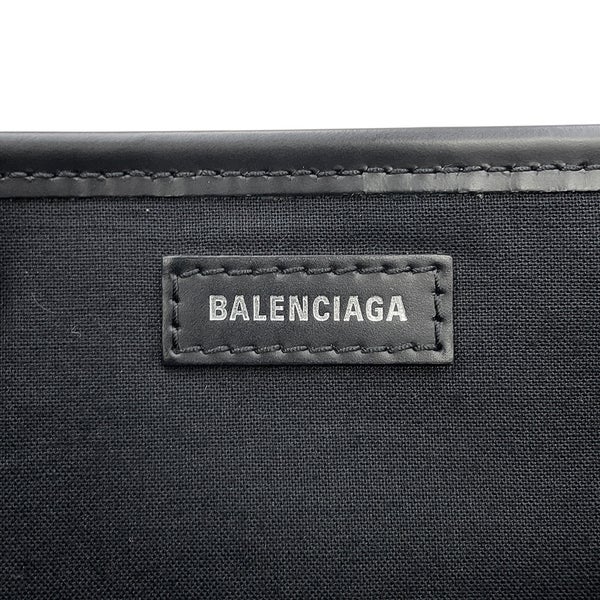 バレンシアガ トートバッグ ネイビーカバス S ポーチ付 キャンバス 339933 BALENCIAGA 白 黒