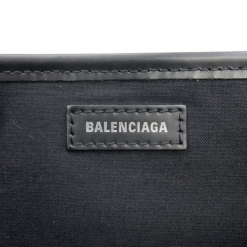 バレンシアガ トートバッグ ネイビーカバス S ポーチ付 キャンバス 339933 BALENCIAGA 白 黒