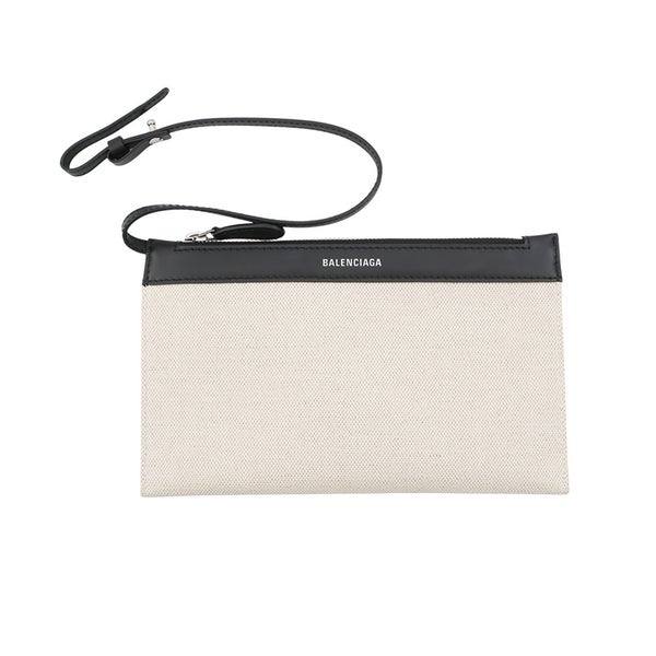 バレンシアガ トートバッグ ネイビーカバス S ポーチ付 キャンバス 339933 BALENCIAGA 白 黒