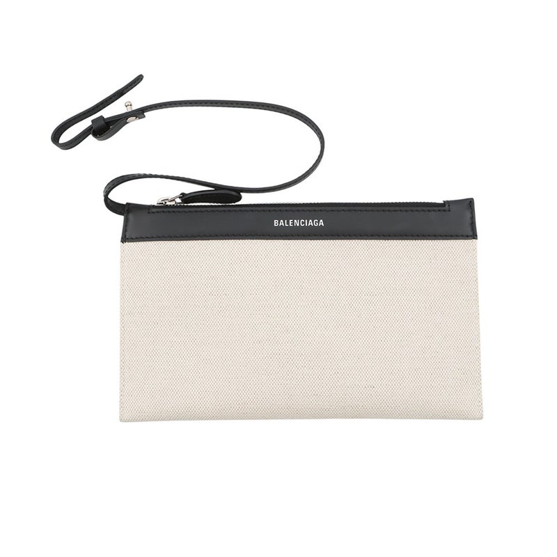 バレンシアガ トートバッグ ネイビーカバス S ポーチ付 キャンバス 339933 BALENCIAGA 白 黒