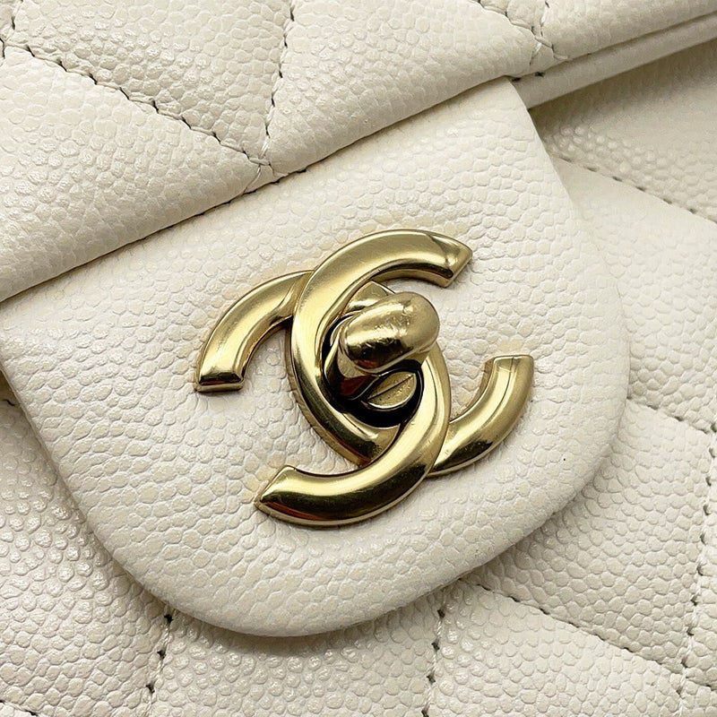 シャネル チェーンショルダーバッグ マトラッセ25 ココマーク ラムスキン ダブルチェーン A01112 CHANEL 白