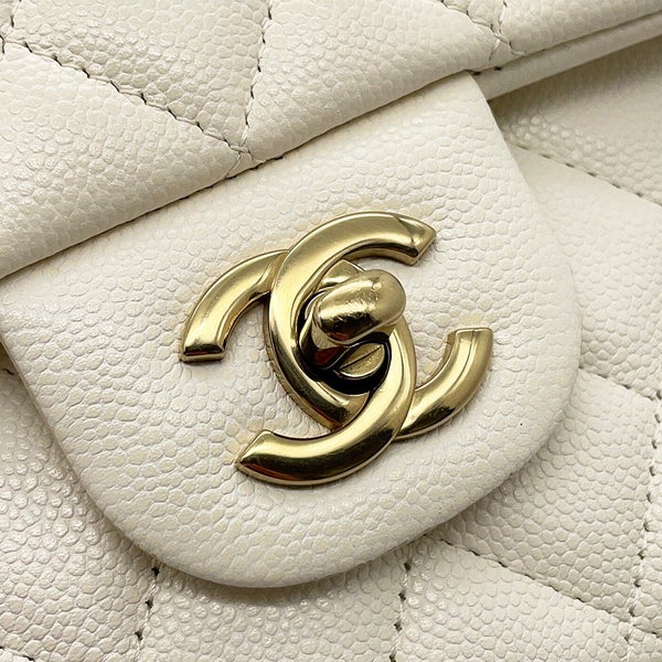 シャネル チェーンショルダーバッグ マトラッセ25 ココマーク ラムスキン ダブルチェーン A01112 CHANEL 白
