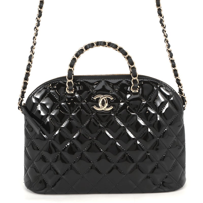 シャネル チェーンショルダーバッグ ココマーク マトラッセ パテント AS3969 CHANEL 2
way ハンドバッグ 黒