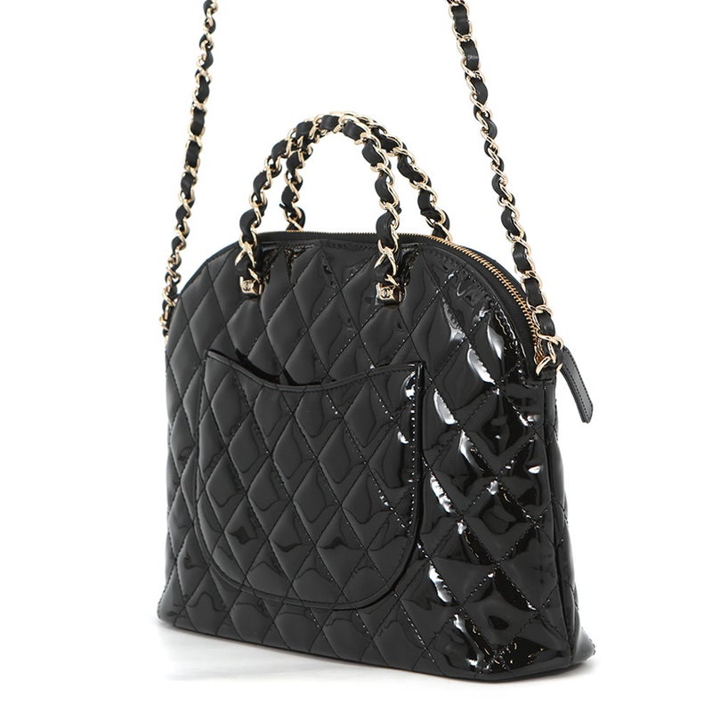 シャネル チェーンショルダーバッグ ココマーク マトラッセ パテント AS3969 CHANEL 2
way ハンドバッグ 黒