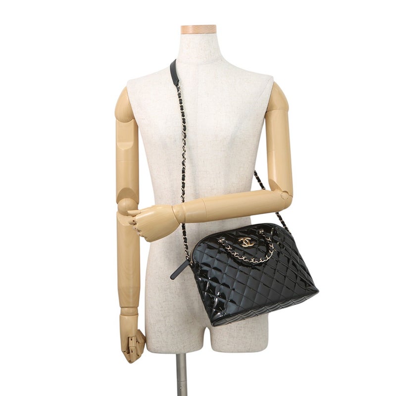シャネル チェーンショルダーバッグ ココマーク マトラッセ パテント AS3969 CHANEL 2
way ハンドバッグ 黒