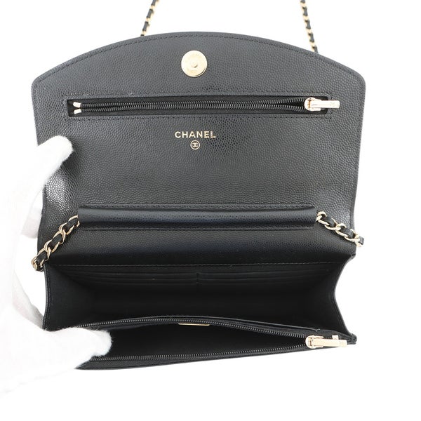 シャネル チェーンウォレット ココマーク キャビアスキン AP4653 CHANEL 財布 黒