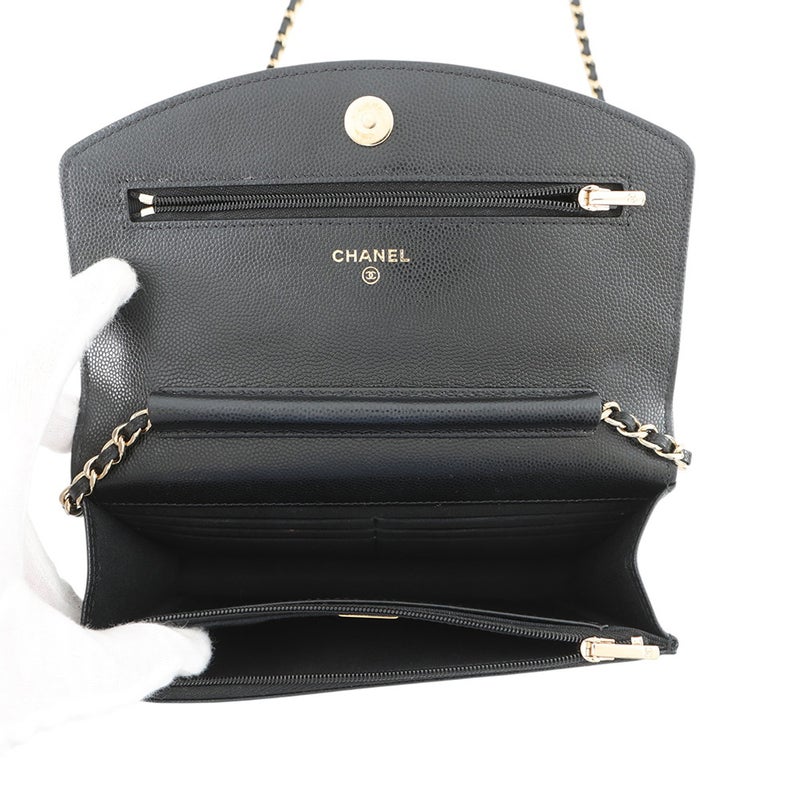 シャネル チェーンウォレット ココマーク キャビアスキン AP4653 CHANEL 財布 黒