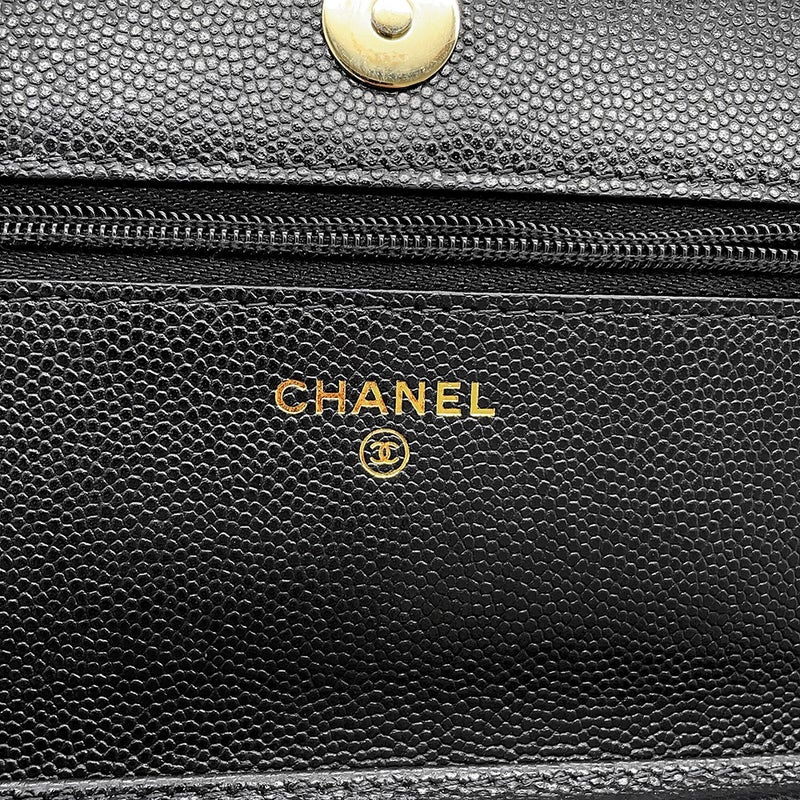 シャネル チェーンウォレット ココマーク キャビアスキン AP4653 CHANEL 財布 黒