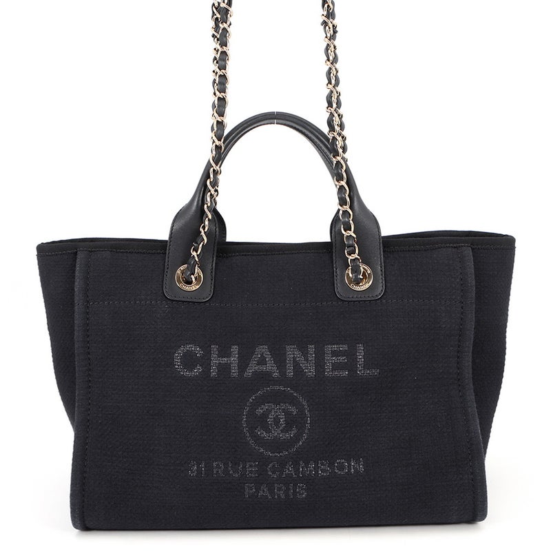 シャネル トートバッグ ドーヴィル ココマーク スモール ショッピングバッグ キャンバス AS3257 CHANEL 2way 黒