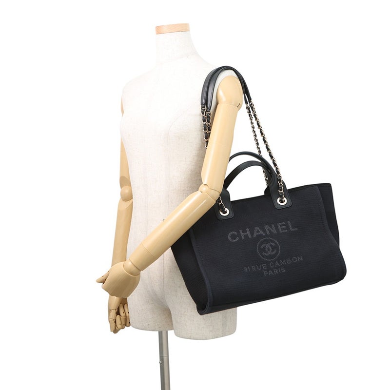シャネル トートバッグ ドーヴィル ココマーク スモール ショッピングバッグ キャンバス AS3257 CHANEL 2way 黒