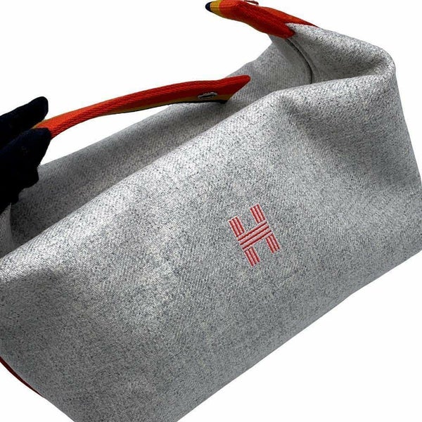 エルメス ポーチ ブリッド・ア・ブラックGM ロカバール グリスフランネル/シルバー金具 ウール HERMES 小物入れ