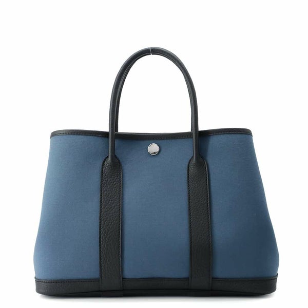 エルメス トートバッグ ガーデンパーティTPM ブルートンペット/ブラック/シルバー金具 トワルアッシュ/ネゴンダ W刻印