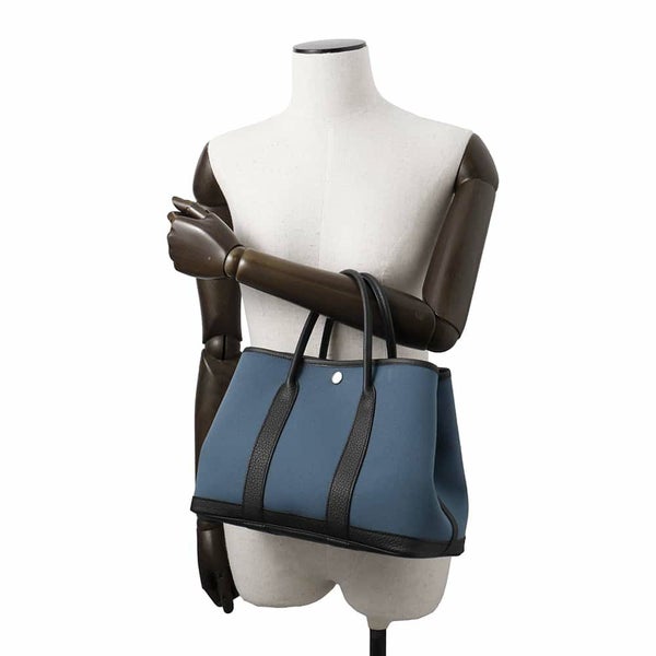 エルメス トートバッグ ガーデンパーティTPM ブルートンペット/ブラック/シルバー金具 トワルアッシュ/ネゴンダ W刻印