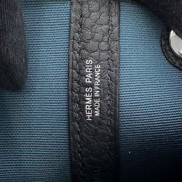 エルメス トートバッグ ガーデンパーティTPM ブルートンペット/ブラック/シルバー金具 トワルアッシュ/ネゴンダ W刻印