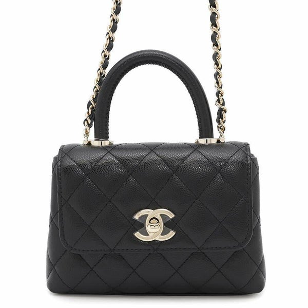 シャネル ハンドバッグ マトラッセ ココハンドル ミニミニ キャビアスキン AP4244 2wayチェーンショルダー 黒