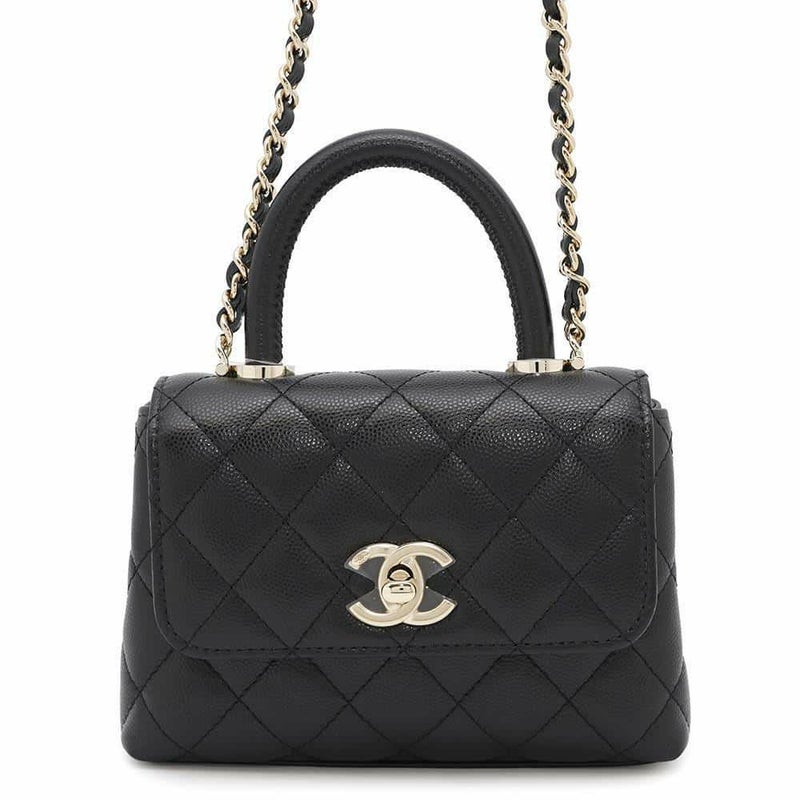 シャネル ハンドバッグ マトラッセ ココハンドル ミニミニ キャビアスキン AP4244 2wayチェーンショルダー 黒