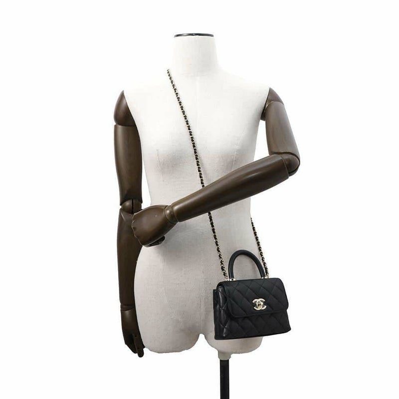 シャネル ハンドバッグ マトラッセ ココハンドル ミニミニ キャビアスキン AP4244 2wayチェーンショルダー 黒