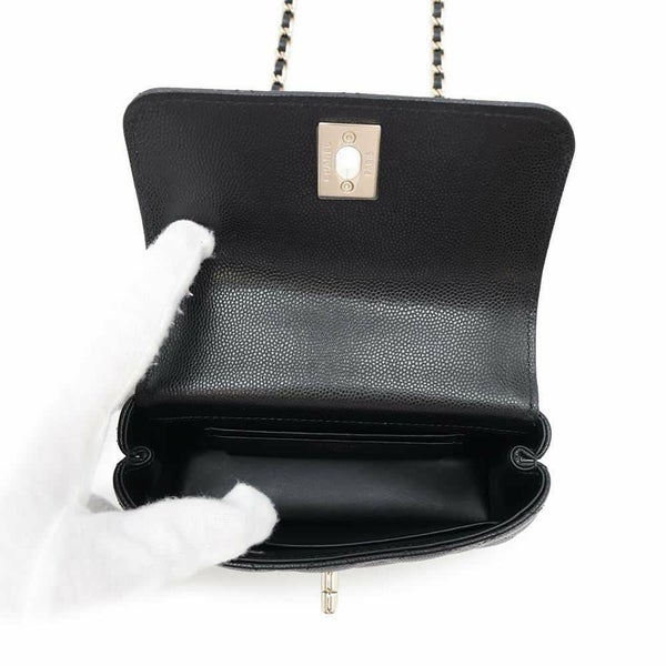 シャネル ハンドバッグ マトラッセ ココハンドル ミニミニ キャビアスキン AP4244 2wayチェーンショルダー 黒