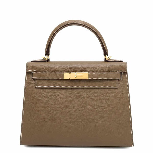 エルメス ハンドバッグ ケリー28 外縫い エトゥープ/ゴールド金具 エプソン Y刻印 2wayショルダー