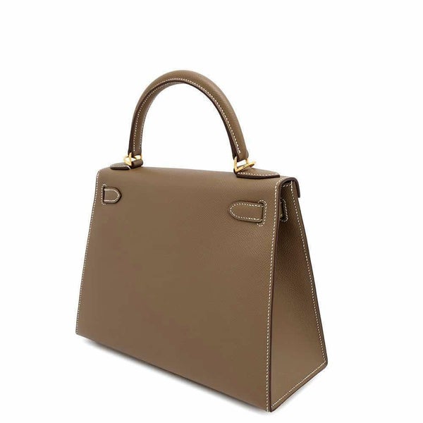 エルメス ハンドバッグ ケリー28 外縫い エトゥープ/ゴールド金具 エプソン Y刻印 2wayショルダー