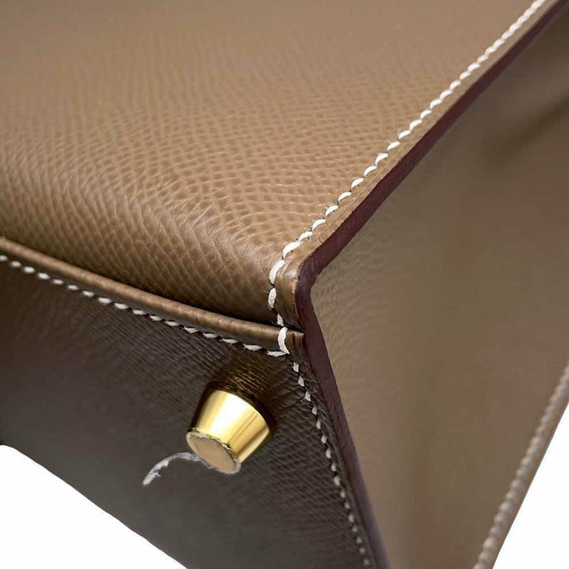 エルメス ハンドバッグ ケリー28 外縫い エトゥープ/ゴールド金具 エプソン Y刻印 2wayショルダー
