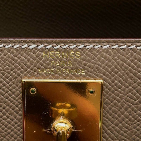 エルメス ハンドバッグ ケリー28 外縫い エトゥープ/ゴールド金具 エプソン Y刻印 2wayショルダー