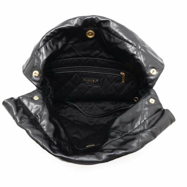 シャネル チェーンショルダーバッグ CHANEL22 スモール シャイニーカーフレザー AS3260 CHANEL ポーチ付き 黒